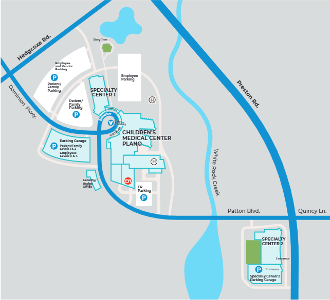 Un mapa de un hospital Descripción generada automáticamente