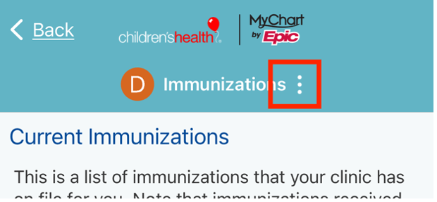 Current immunizations