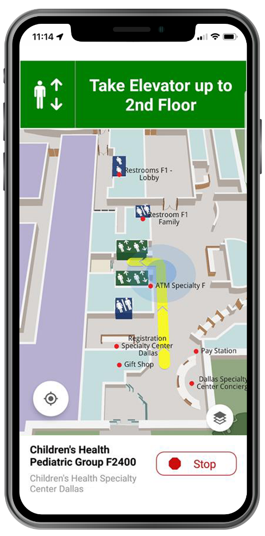 Pantalla de navegación de la aplicación móvil